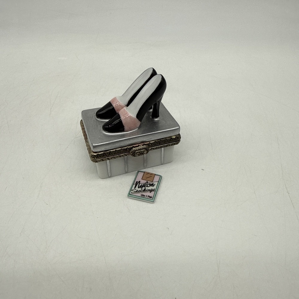 PHB Collection Trinket Box Black High Heels Shoes & Nylons Miniature